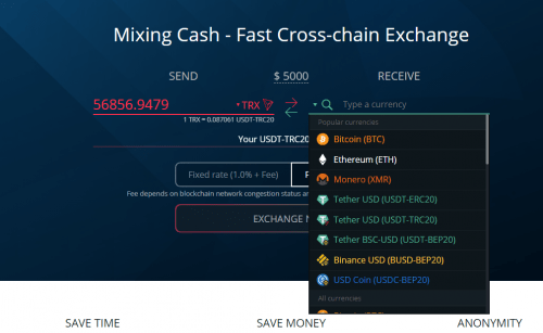 跨链交易TRX混币实践：体验虚拟币兑换平台Mixing Cash的便利