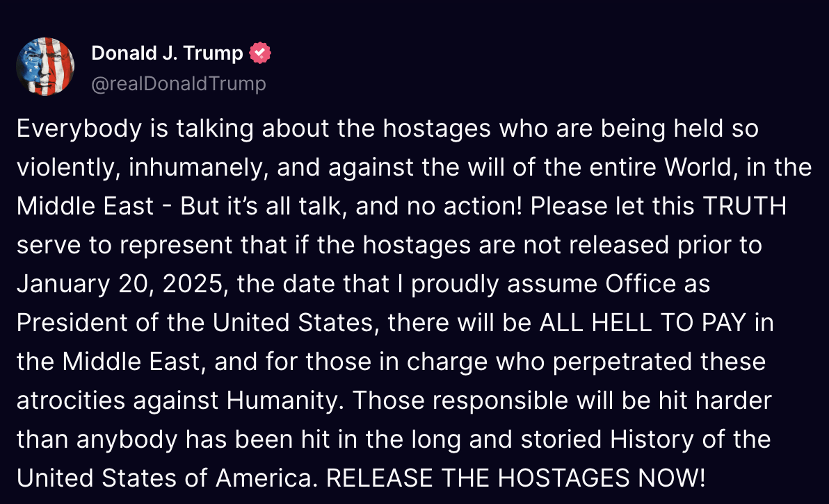 特朗普警告哈马斯：在我上任前释放人质<strong></p>
<p>虚拟币建群</strong>，否则将付出惨痛代价