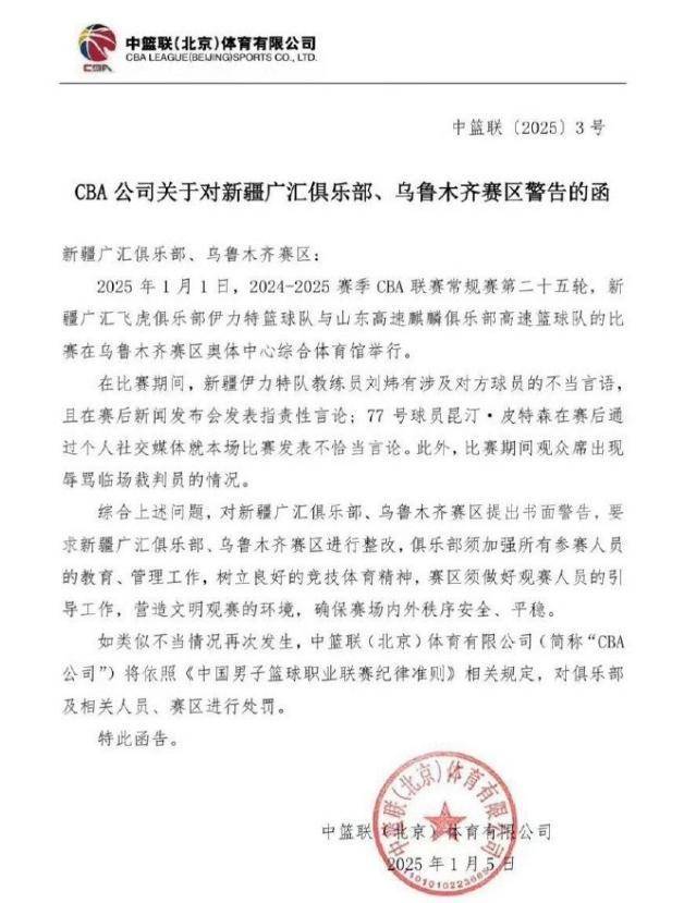 主教练和外援发表不当言论<strong></p>
<p>虚拟币牛人</strong>,CBA官方发函警告新疆男篮