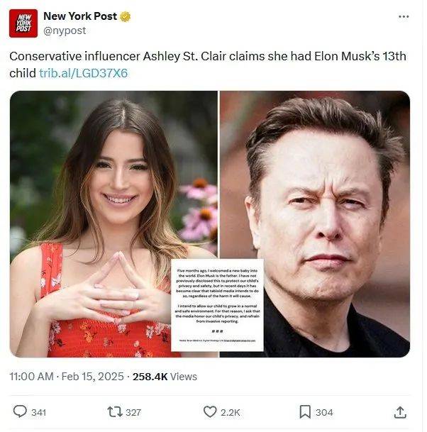 31岁美国女作家官宣为马斯克生下一子<strong></p>
<p>大型虚拟币</strong>！这或是马斯克第13个孩子