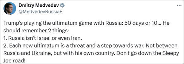 梅德韦杰夫警告特朗普：每一次“最后通牒”就进一步增加了战争威胁<strong></p>
<p>百川币虚拟币</strong>，别学拜登