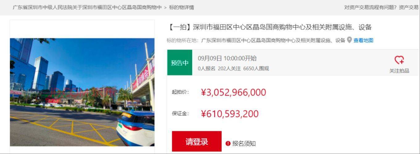 折价约30%<strong></p>
<p>中国石化股票</strong>，深圳知名商场皇庭广场30亿元起拍，土地使用年限还剩17年