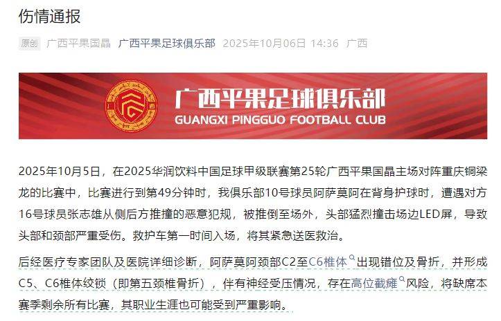 中国足协回应广西外援重伤事件:定性黄牌合理<strong></p>
<p>格力地产股票</strong>,VAR“黑屏”非故障