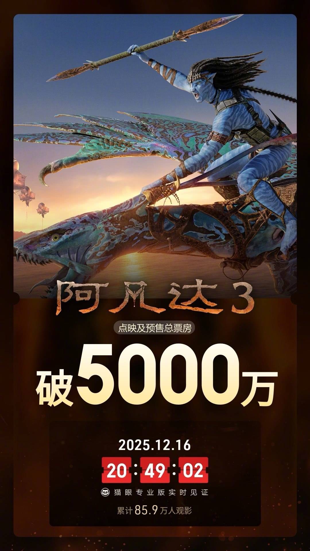 《阿凡达3》北美口碑解禁<strong></p>
<p>浦发银行股票</strong>，评分为系列三部最低！内地预售冷淡映前三天刚过5000万